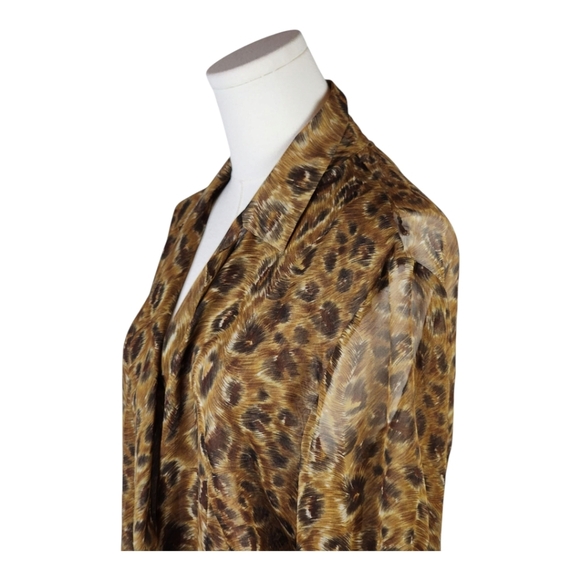 Emanuel Ungaro Rare Vintage 100% Silk Leopard Print Size 6/40 Sheer Blouse - Picture 2 of 10